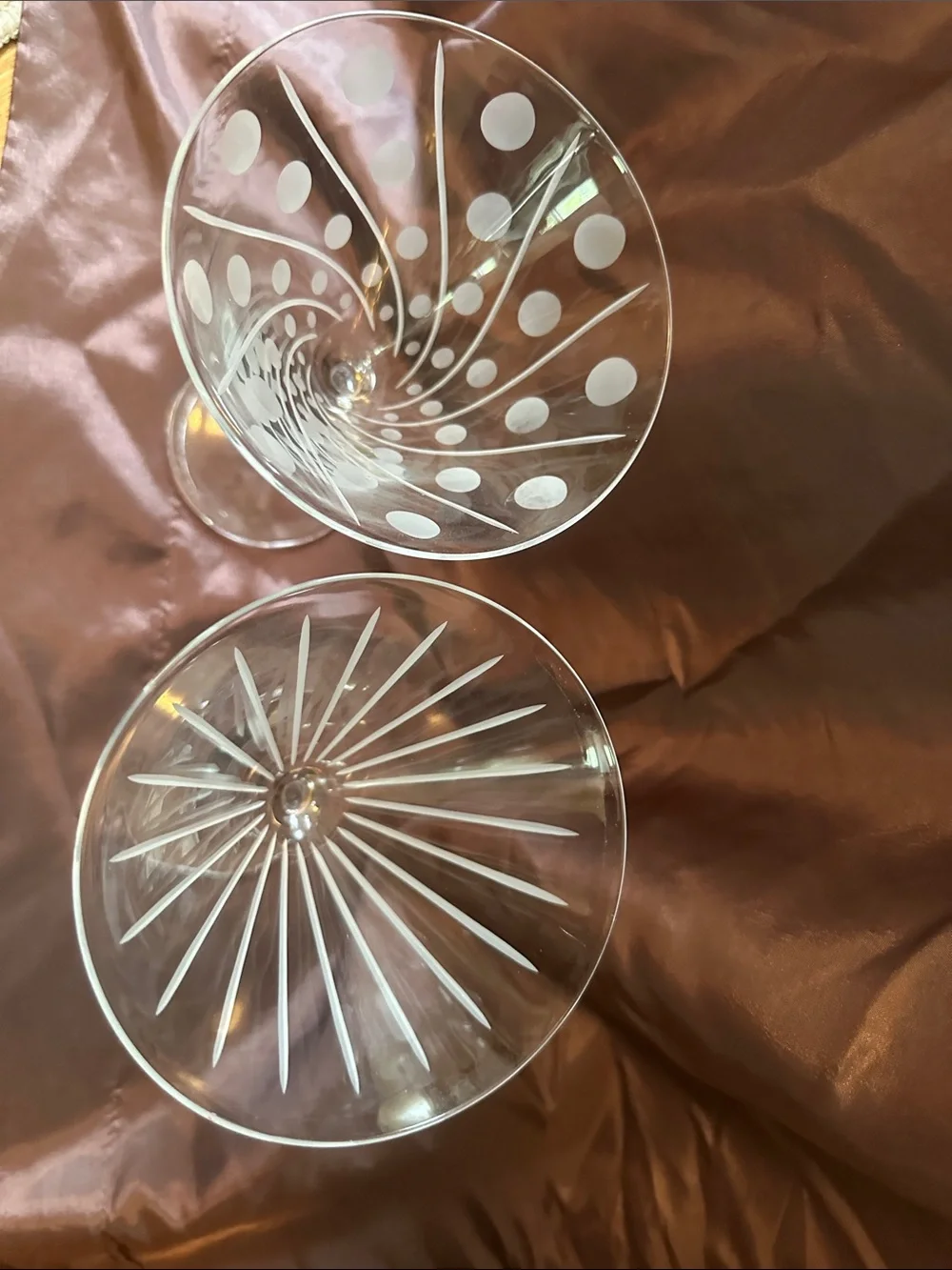 Mikasa Etched Polka Dot Crystal Martini Glasses - Clear - Picture 4 of 4